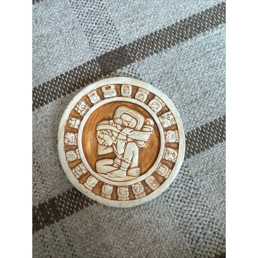 Aztec Mayan Calendar Plaque 7 In 6 In Wall Hanging Sandstone Set Of 2